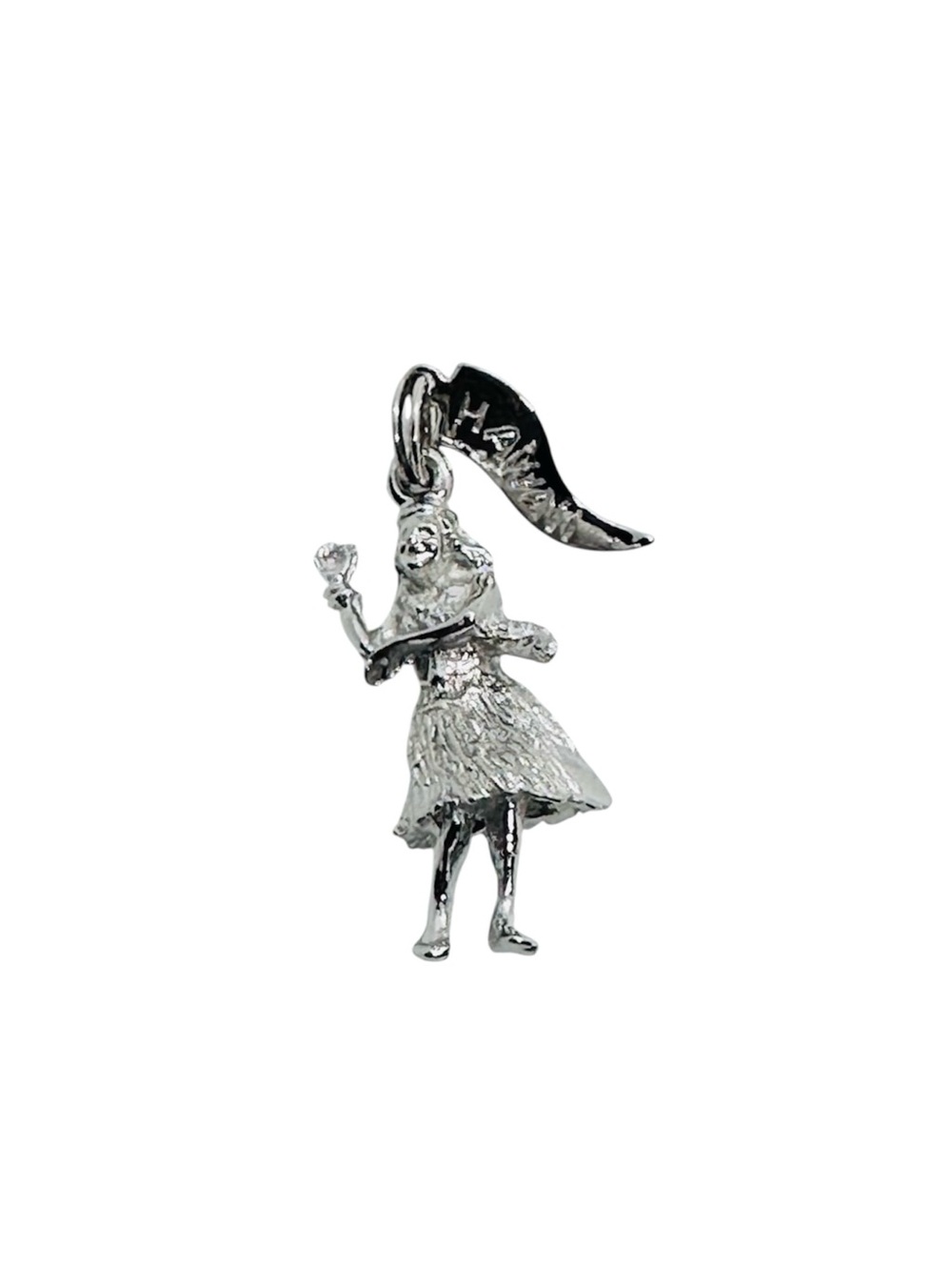 Vintage Sterling Silver Hula Girl Charm Small Pendant Hawaii Collectible